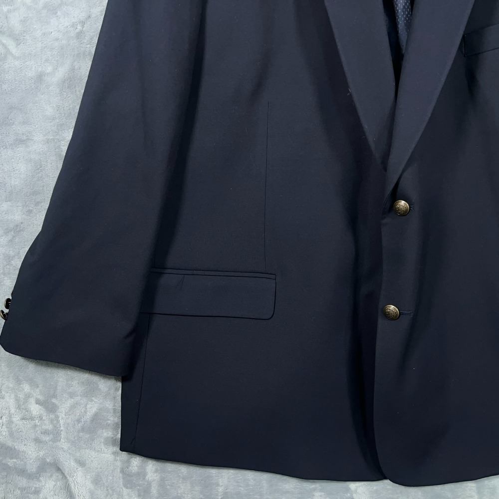 Oak Hill Blazer Mens 62R Big Tall Suit Jacket Coat Navy Blue Gold Buttons - Picture 3 of 14